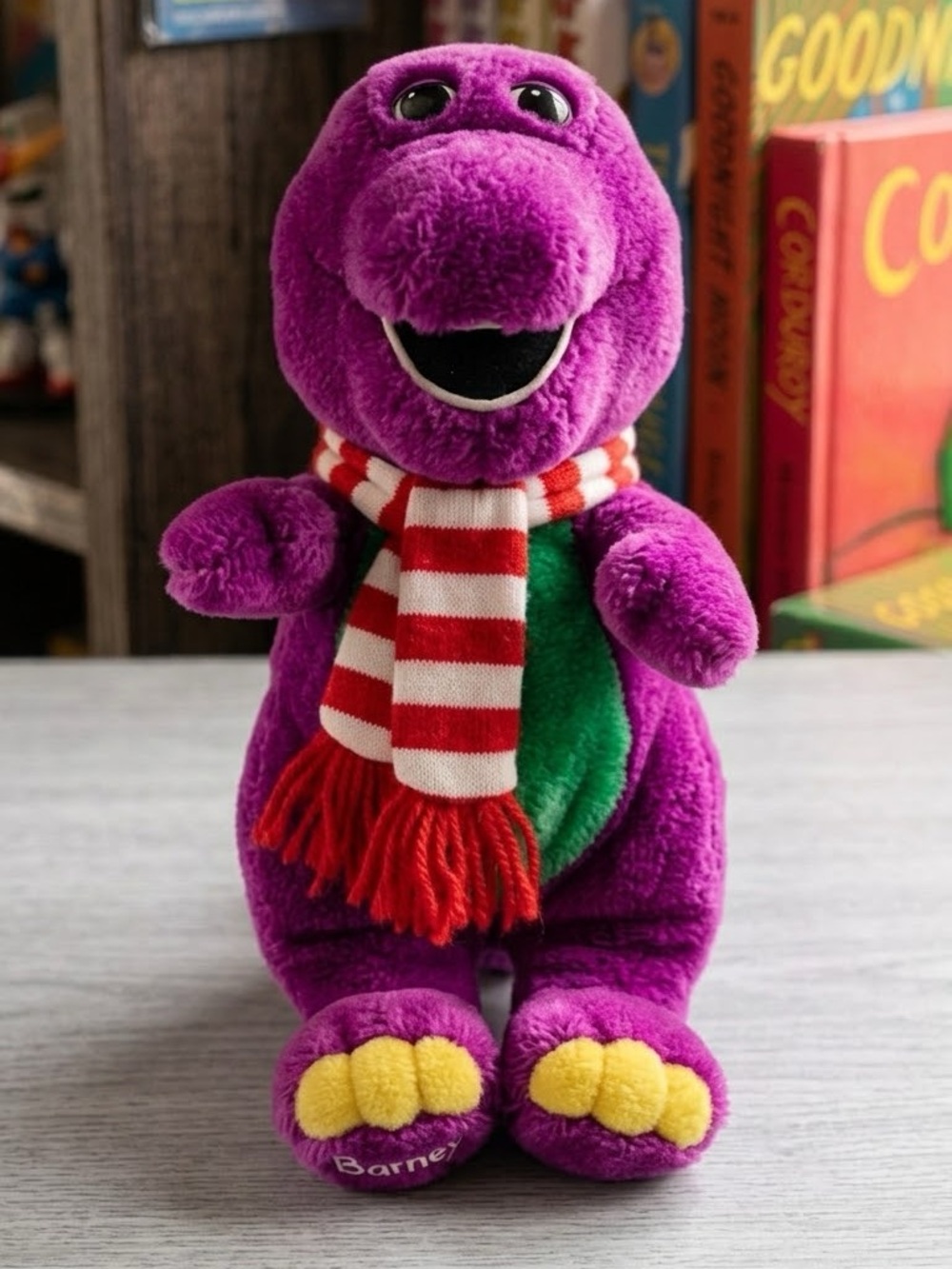 Vintage 1992 Barney The Purple Dinosaur Christmas Plush Lyons Group 90s Toy 7”
